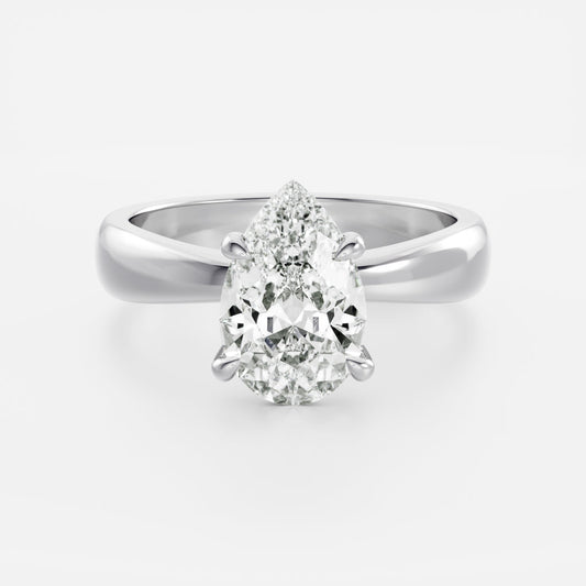Pear: Tapered Solitaire Lab Grown Diamond Engagement Ring