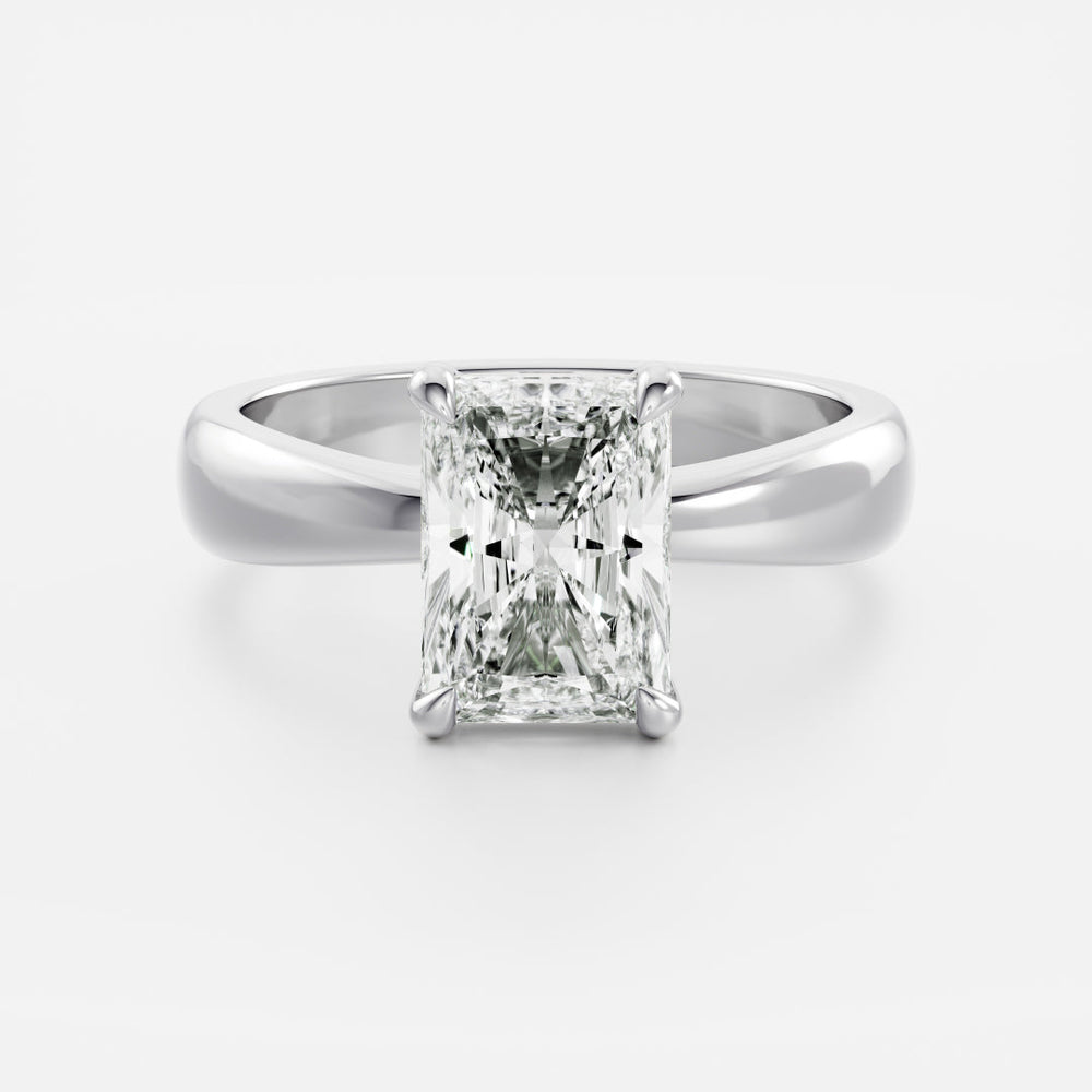 Radiant: Tapered Solitaire Lab Grown Diamond Engagement Ring