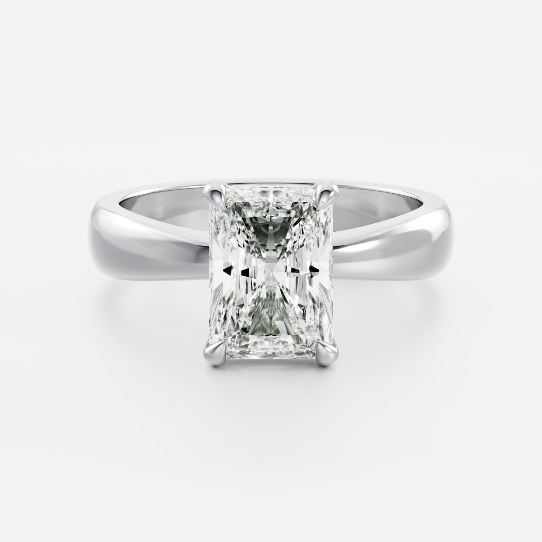 Radiant: Tapered Solitaire Lab Grown Diamond Engagement Ring