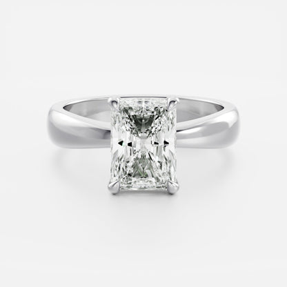 Radiant: Tapered Solitaire Lab Grown Diamond Engagement Ring
