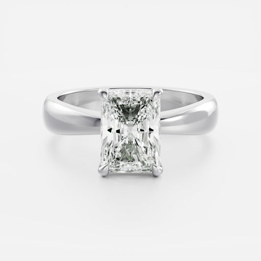 Radiant: Tapered Solitaire Lab Grown Diamond Engagement Ring