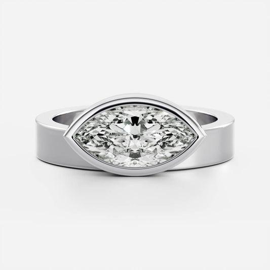 2 CT Marquise: Chunky Bezel Lab Grown Diamond Engagement Ring