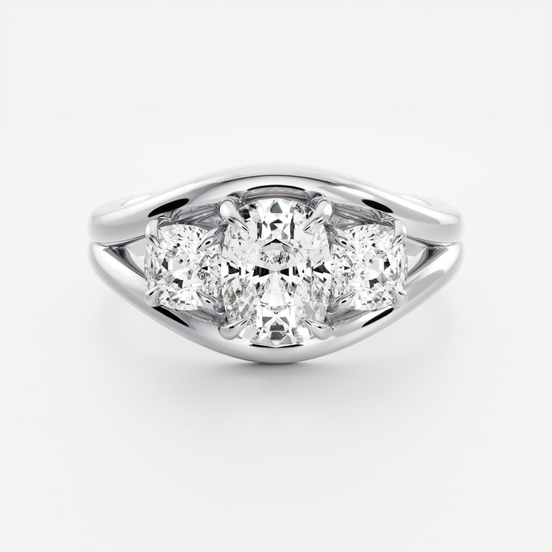 2.5 CT Elongated Cushion Split Shank Lab Grown Diamond Engagement Ring