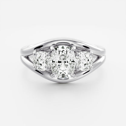 2.5 CT Elongated Cushion Split Shank Lab Grown Diamond Engagement Ring