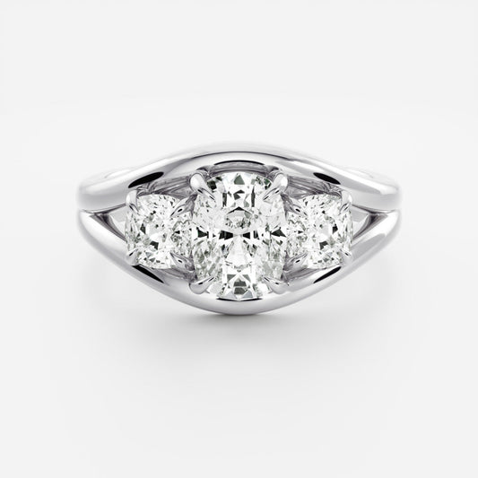 2.5 CT Elongated Cushion Split Shank Lab Grown Diamond Engagement Ring