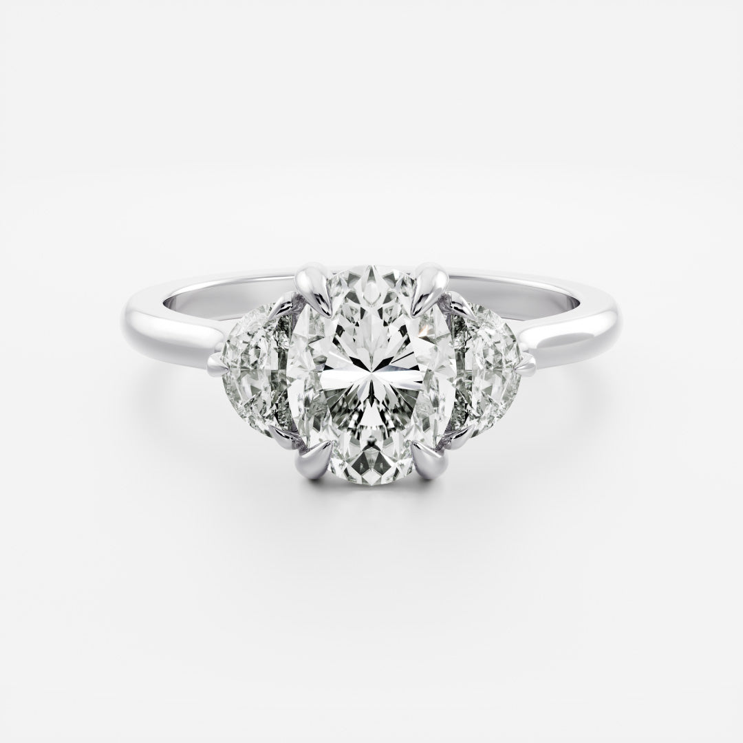 2.5 CT Oval: Three Stone Lab Grown Diamond