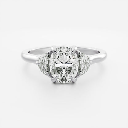 2.5 CT Oval: Three Stone Lab Grown Diamond