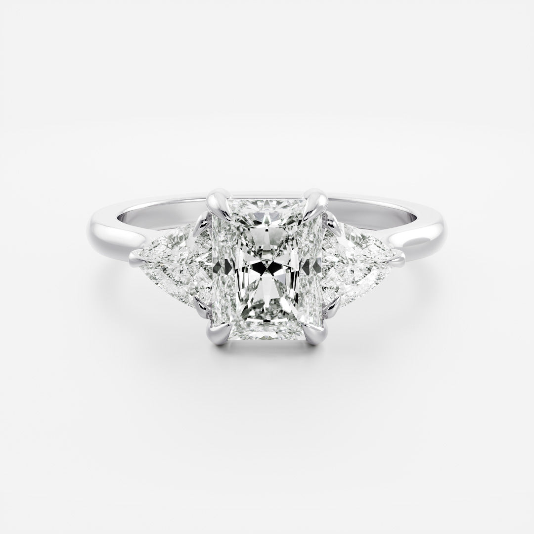 2 CT Radiant: Three Stone Lab Grown Diamond Engagement Ring