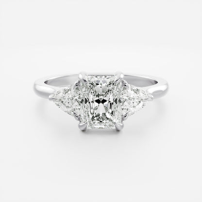 2 CT Radiant: Three Stone Lab Grown Diamond Engagement Ring