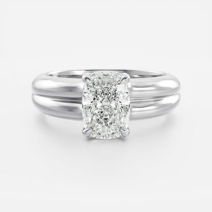 2 CT Elongated Cushion: Pronged Bezel Lab Grown Diamond Engagement Ring