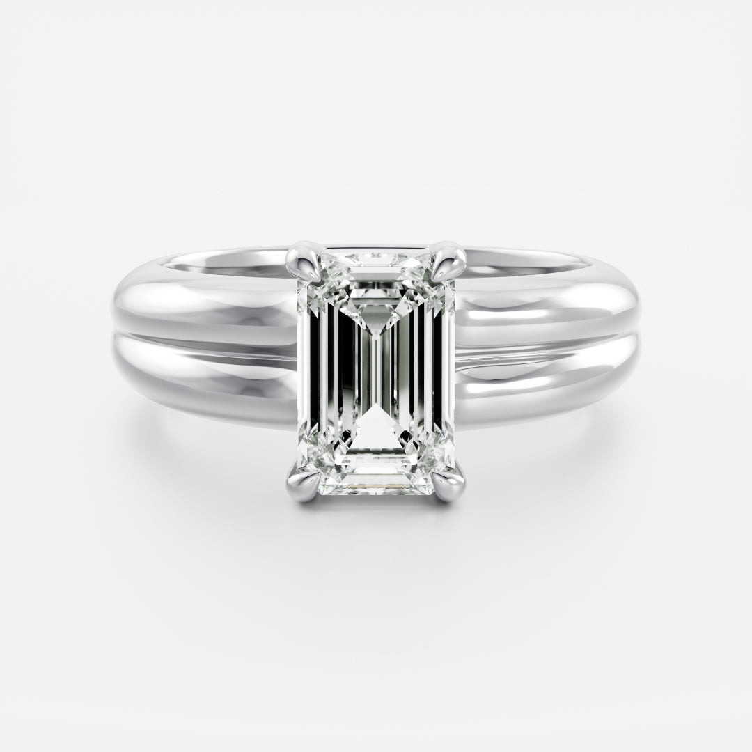 2 CT Emerald: Chunky Solitaire Lab Grown Diamond Engagement Ring