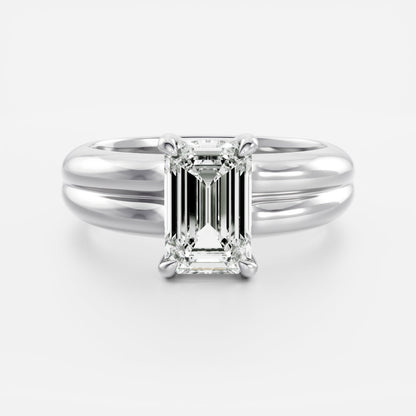 2 CT Emerald: Chunky Solitaire Lab Grown Diamond Engagement Ring