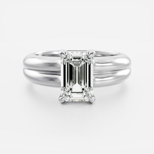 2 CT Emerald: Chunky Solitaire Lab Grown Diamond Engagement Ring