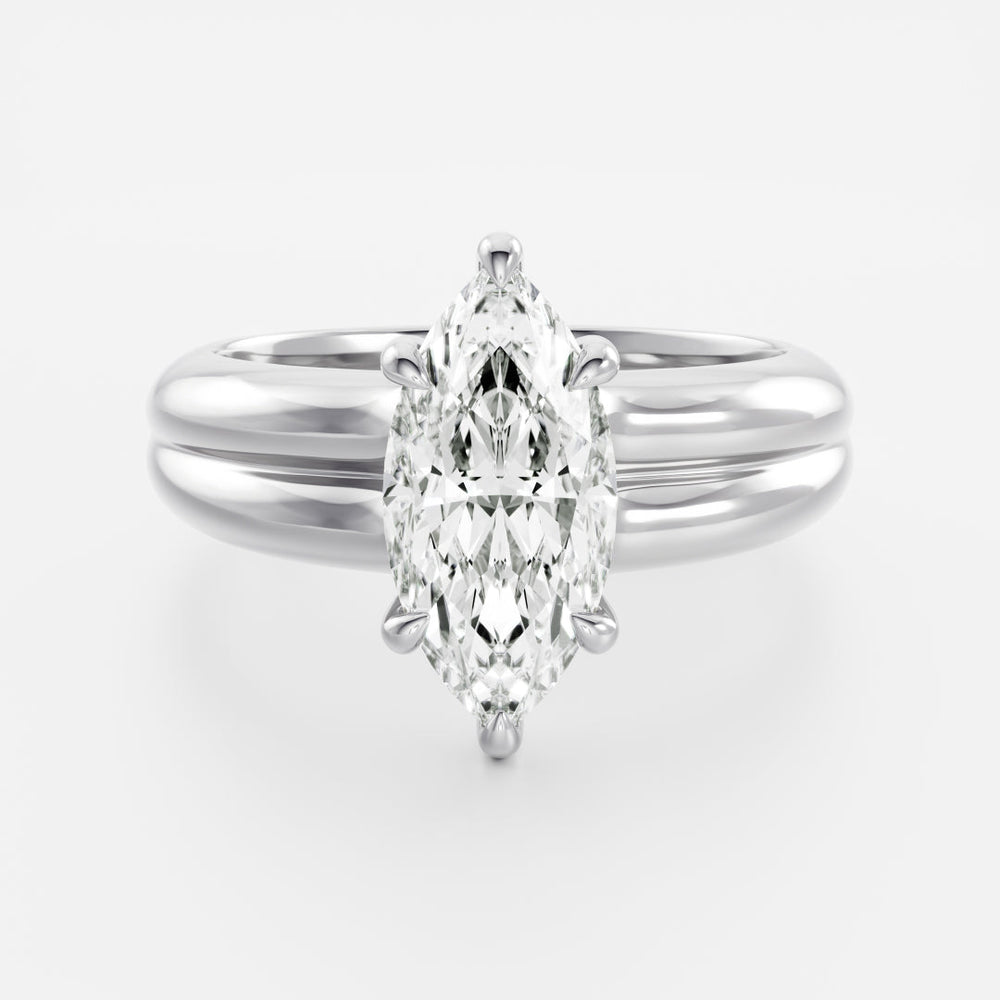 Marquise: Double Band Solitaire Lab Grown Diamond Engagement Ring