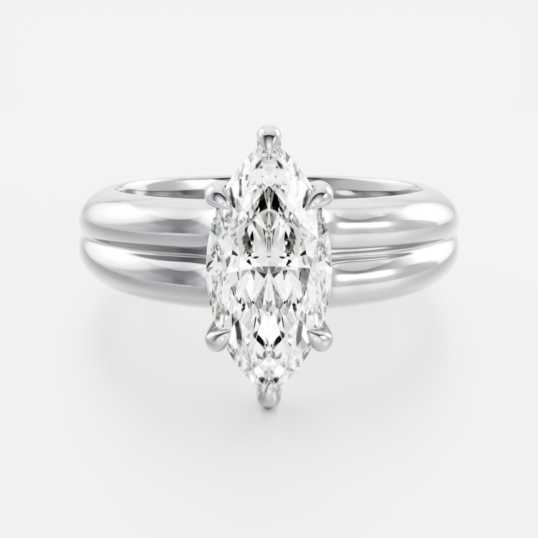 Marquise: Double Band Solitaire Lab Grown Diamond
