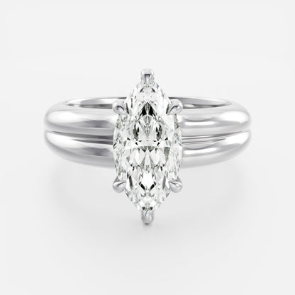 Marquise: Double Band Solitaire Lab Grown Diamond