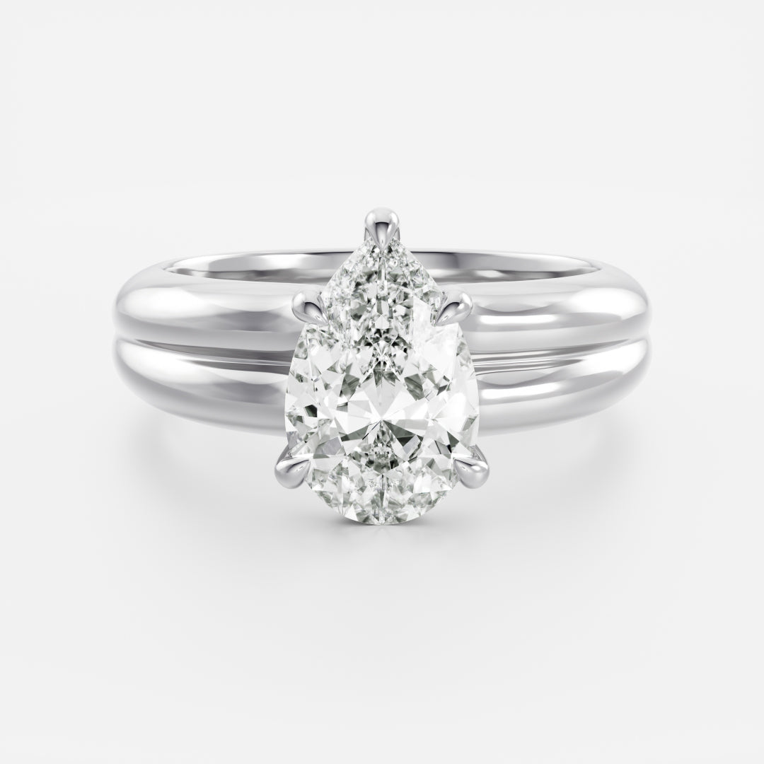 Pear: Double Band Solitaire Lab Grown Diamond