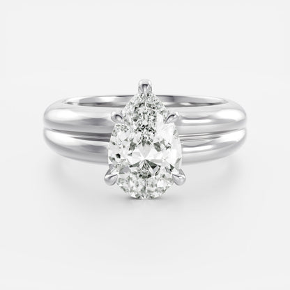 Pear: Double Band Solitaire Lab Grown Diamond