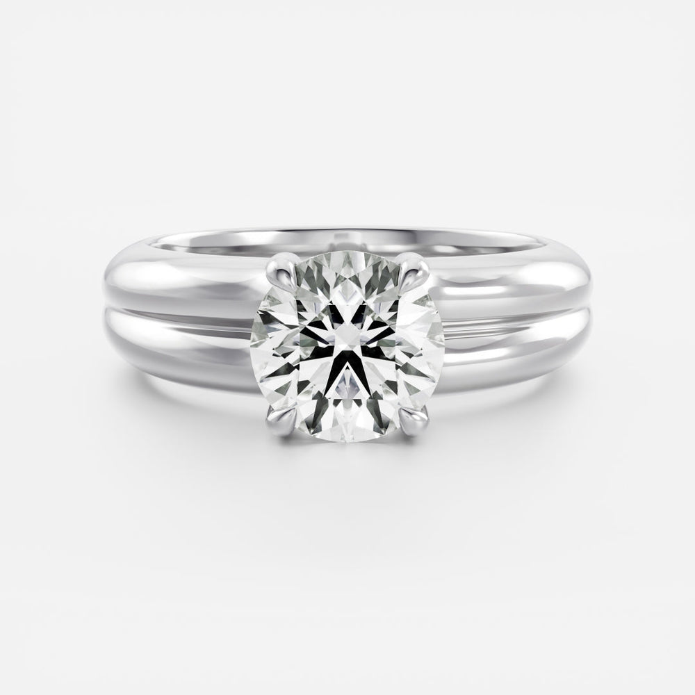 Round: Double Band Solitaire Lab Grown Diamond Engagement Ring