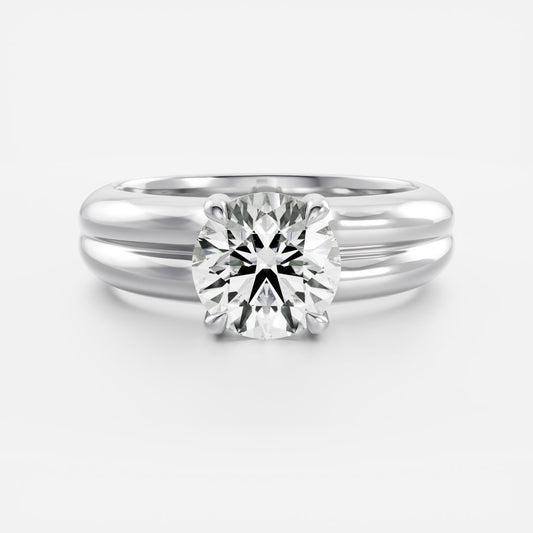 Round: Double Band Solitaire Lab Grown Diamond Engagement Ring