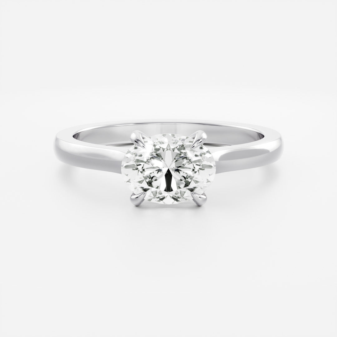 East-West Oval: Cathedral Solitaire Lab Grown Diamond