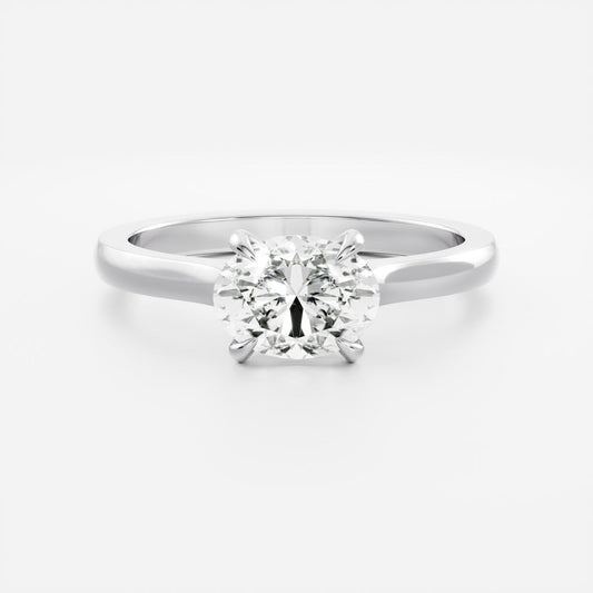 East-West Oval: Cathedral Solitaire Lab Grown Diamond Engagement Ring