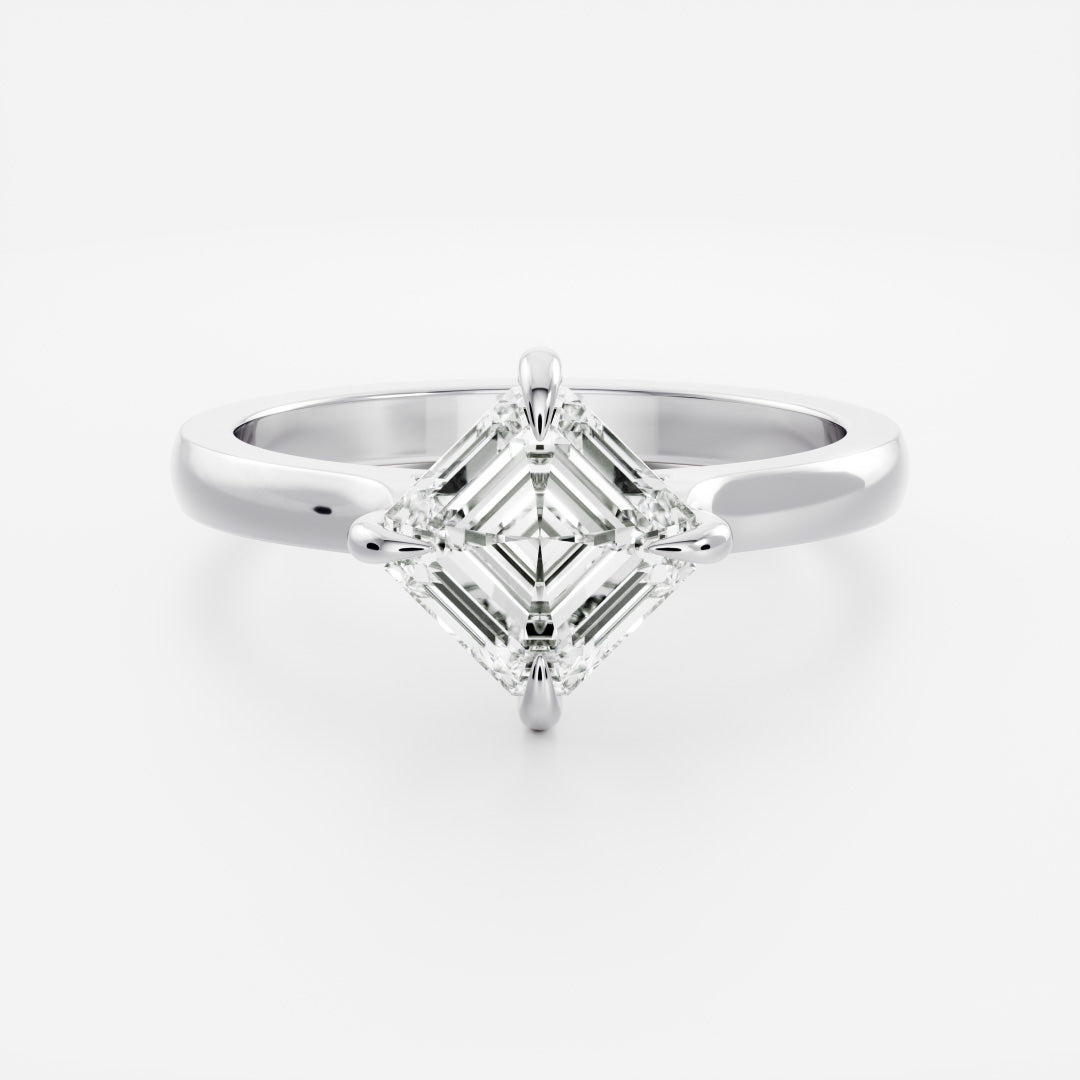 2 CT East-West Asscher: Cathedral Solitaire Lab Grown Diamond Engagement Ring