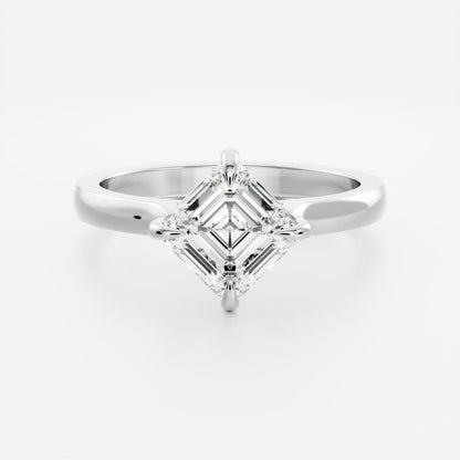 2 CT East-West Asscher: Cathedral Solitaire Lab Grown Diamond Engagement Ring