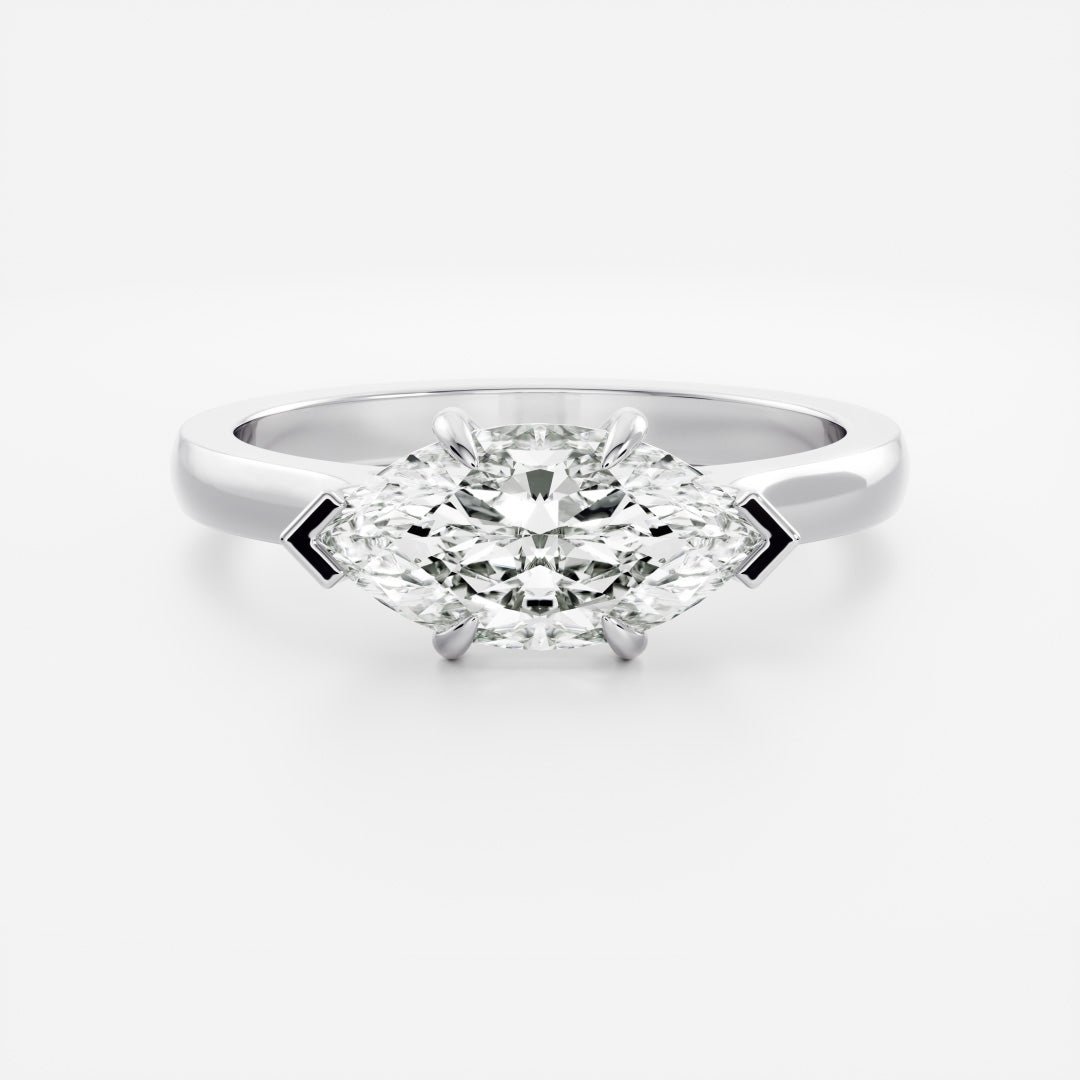 East-West Marquise: Cathedral Solitaire Lab Grown Diamond