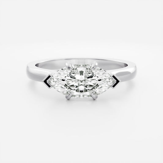 East-West Marquise: Cathedral Solitaire Lab Grown Diamond Engagement Ring