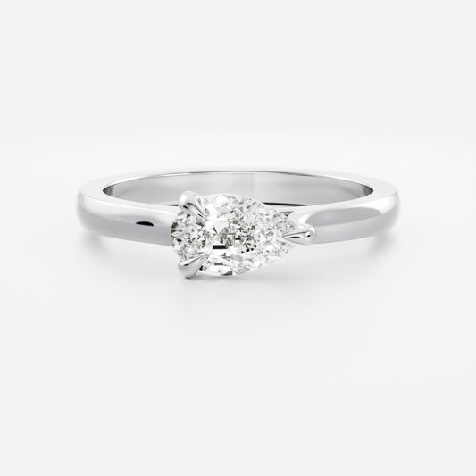 East-West Pear: Cathedral Solitaire Lab Grown Diamond Engagement Ring