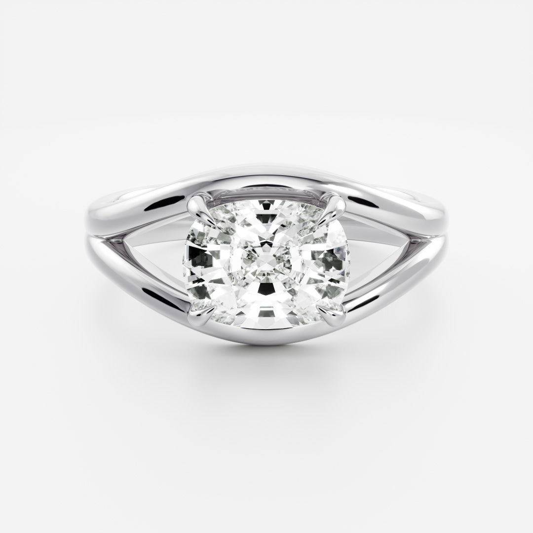 East-West Elongated Cushion: Split Shank Lab Grown Diamond
