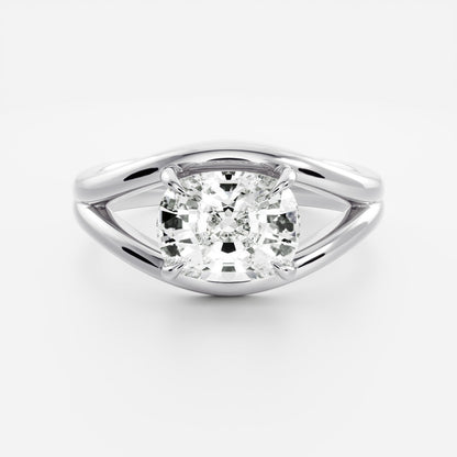 East-West Elongated Cushion: Split Shank Lab Grown Diamond