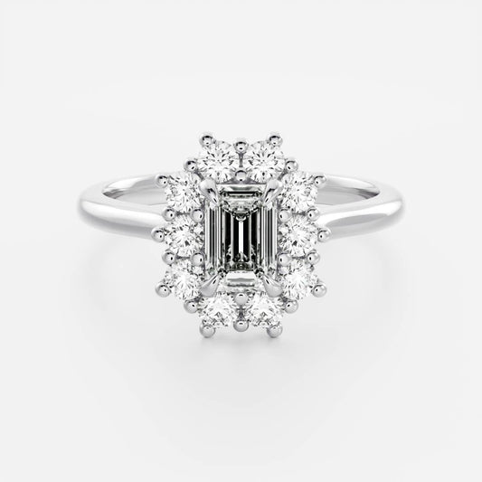 Round: Halo Cluster Lab Grown Diamond Engagement Ring