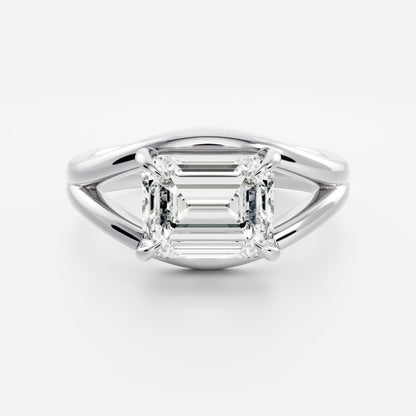 2 CT East West Asscher: Split Shank Lab Grown Diamond Engagement Ring