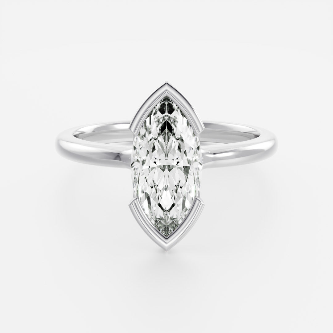 2 CT Marquise: Bezel Half Lab Grown Diamond