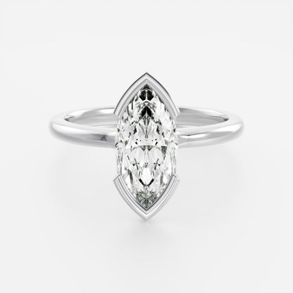 2 CT Marquise: Bezel Half Lab Grown Diamond