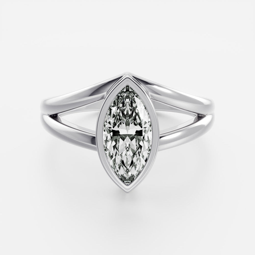 Marquise: Bezel Split Band Lab Grown Diamond Engagement Ring