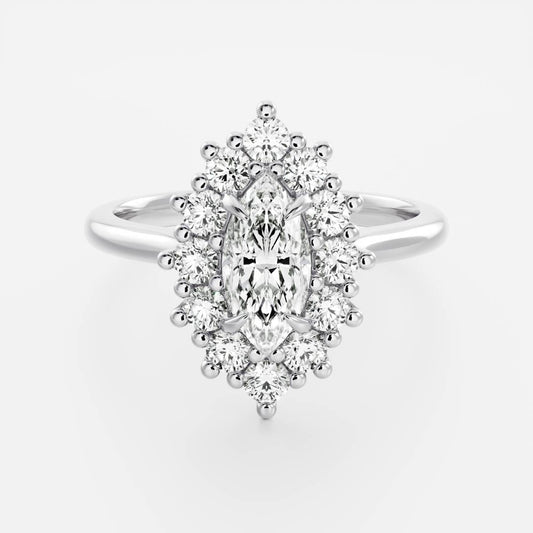 Marquise: Halo Cluster Lab Grown Diamond Engagement Ring