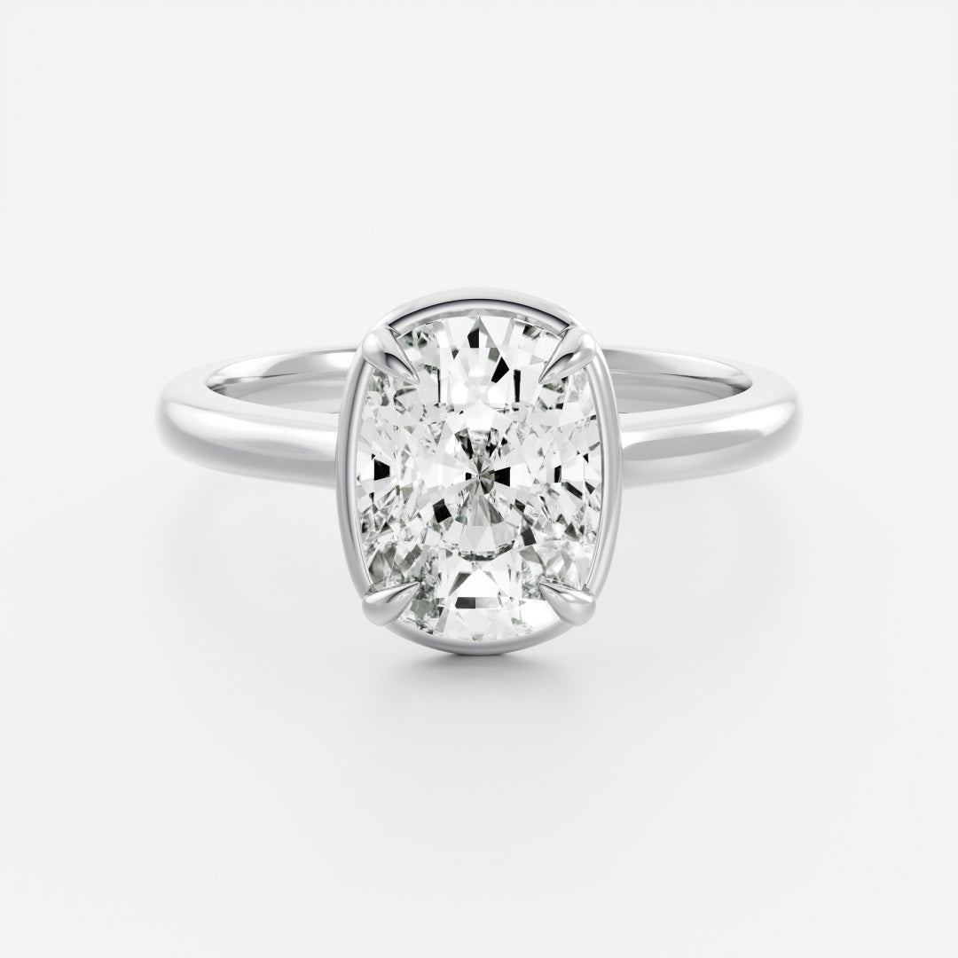 2.5 CT Elongated Cushion: Pronged Bezel Lab Grown Diamond