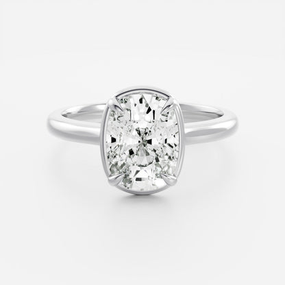 2.5 CT Elongated Cushion: Pronged Bezel Lab Grown Diamond