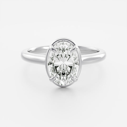 Oval: Pronged Bezel Lab Grown Diamond Engagement Ring
