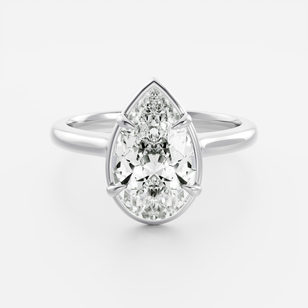 2.5 CT Pear: Pronged Bezel Lab Grown Diamond Engagement Ring