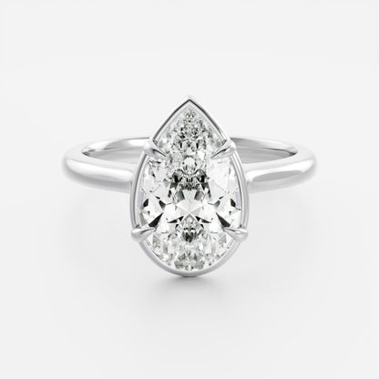 2.5 CT Pear: Pronged Bezel Lab Grown Diamond Engagement Ring