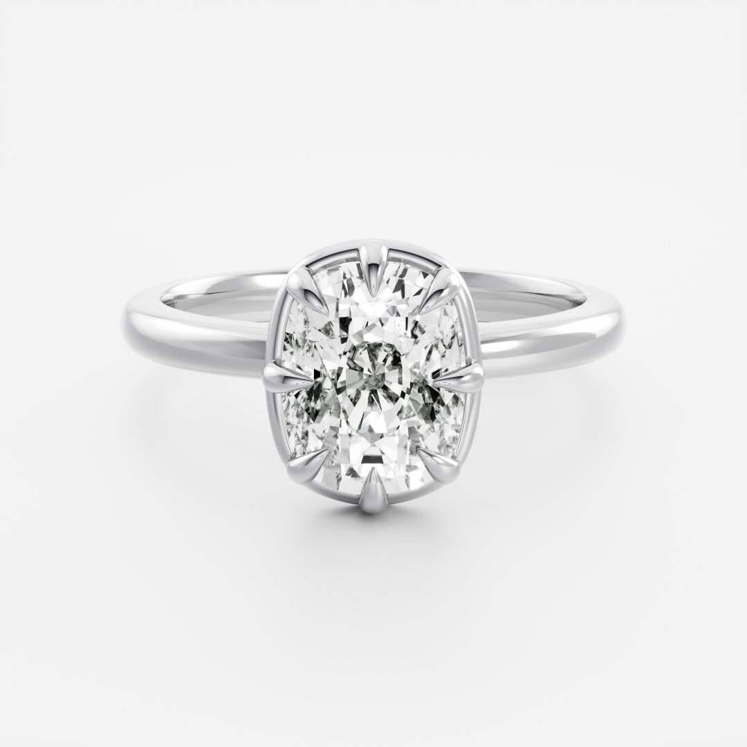 2.5 CT Old Min Cushion: Pronged Bezel Lab Grown Diamond Engagement Ring