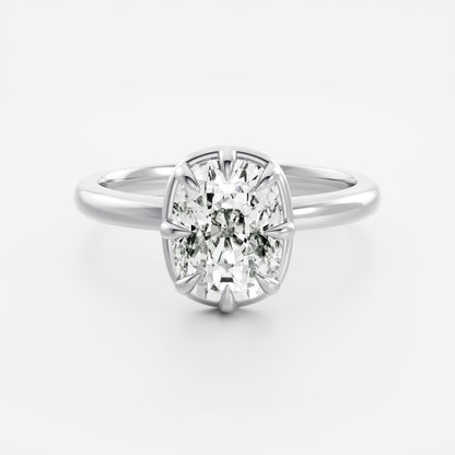 2.5 CT Old Min Cushion: Pronged Bezel Lab Grown Diamond Engagement Ring