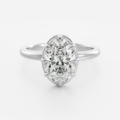 2.5 CT Oval: Pronged Bezel Lab Grown Diamond Engagement Ring