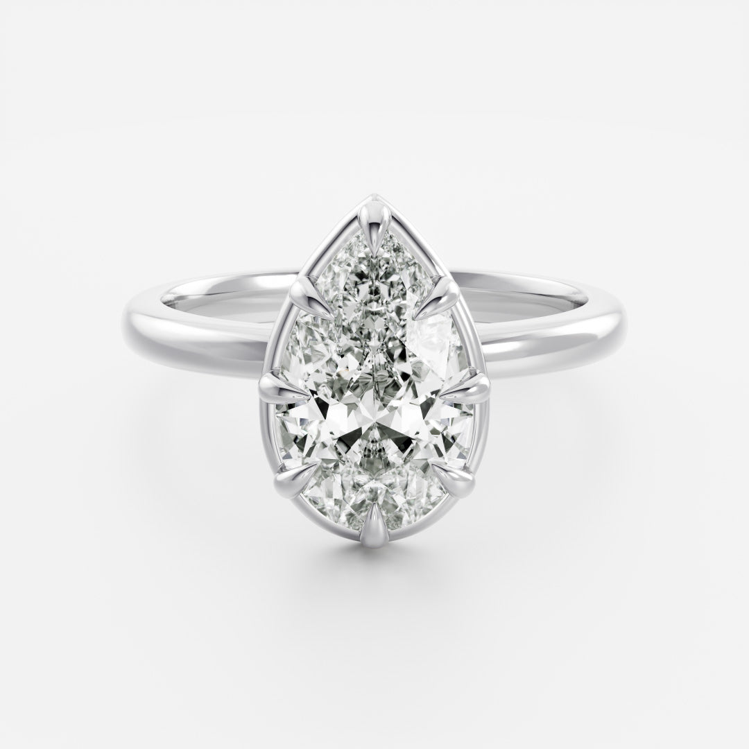 2 CT Pear: Pronged Bezel Lab Grown Diamond Engagement Ring