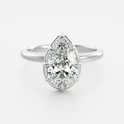 2 CT Pear: Pronged Bezel Lab Grown Diamond Engagement Ring