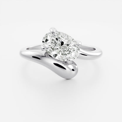 2 CT Oval: Solitaire Twisted Band Lab Grown Diamond Engagement Ring